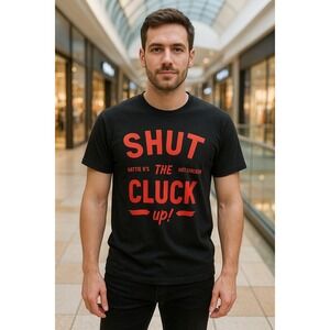 Hattie B's Hot Chicken "Shut The Cluck Up!" Graphic T-Shirt Black Red Men's Size